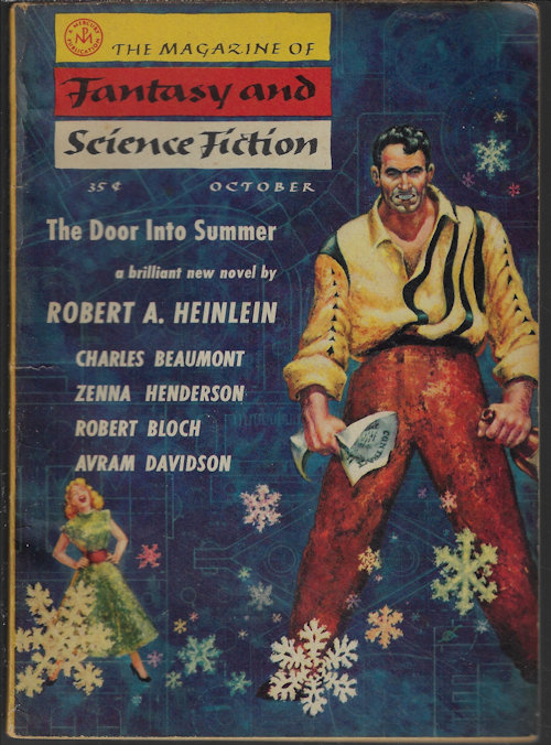 F&SF (ROBERT A. HEINLEIN; RON SMITH; CHARLES BEAUMONT; ZENNA HENDERSON; JOHN CHRISTOPHER; ROBERT BLOCH; JAY WILLIAMS; ANTHONY BOUCHER; WINONA MCCLINTIC; AVRAM DAVIDSON; STARR NELSON) - The Magazine of Fantasy and Science Fiction (F&Sf): October, Oct. 1956 (